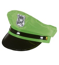 Polizeihut neon grün Polizei Hut Kopfbedeckung Mütze Polizeimütze Kostüm neu