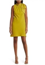 Eliza J Bow Shoulder Shift Dress in Chartreuse - Size 12