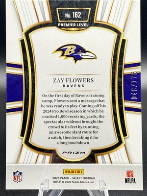 Zay Flowers 2025 Panini Select Premier Level Blue Checkerboard