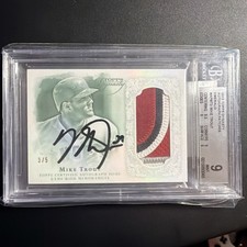 2015 Topps Dynasty AUTO Patches Emerald #AP-MTR3 Mike Trout Angels BGS 9 # 3/5