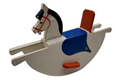 Vintage Hand Made Painted Christmas Holiday Wooden Rocking Horse 5.5" L 3.5" T