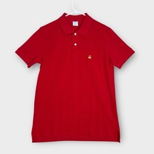 Brooks Brothers Slim Fit Polo Collar Shirt Mens Medium Red Gold Embroidered Logo