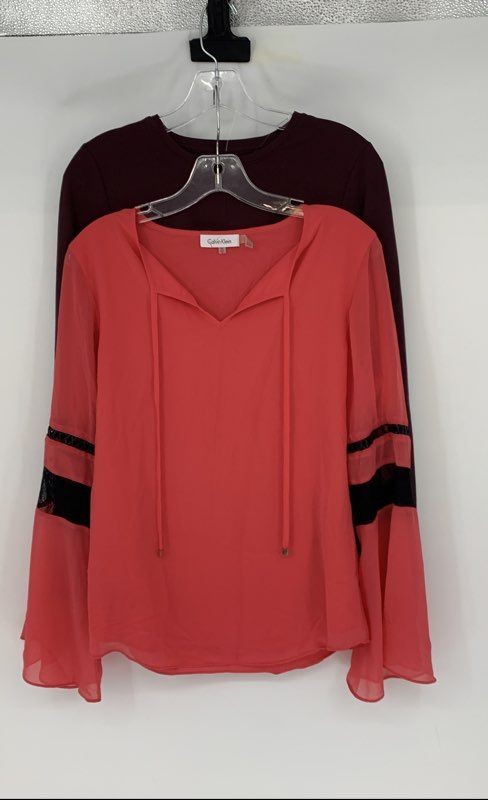 Calvin Klein Athleta Womens Red Maroon T-Shirt And Blouse Top Size XS Lot Of 2
