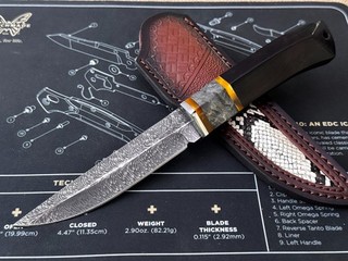 Knife Spring Damascus Pattern Hunting Knife Outdoor Knives Steel 440C HRC 58 Stainless