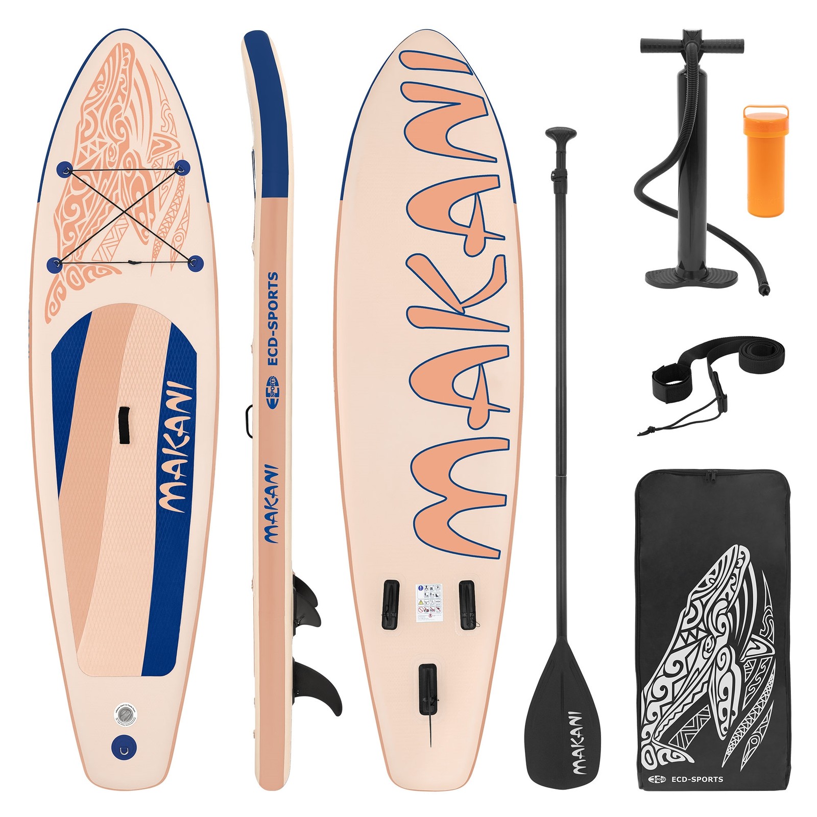 Tabla hinchable de paddle surf Makani 320x80x15 cm albaricoque PVC + accesorios