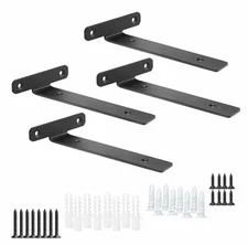 4 Pack Floating Shelf Brackets 6 Inch Heavy Duty Industrial Wall Black Metal