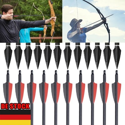 12× Carbonpfeil 30zoll Jagdpfeile Spine 500 Bogenschießen Compound Recurve Bogen
