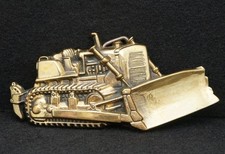 WB11167 VINTAGE 1978 POLISHED CUT-OUT  BULLDOZER  SOLID BRASS BELT BUCKLE
