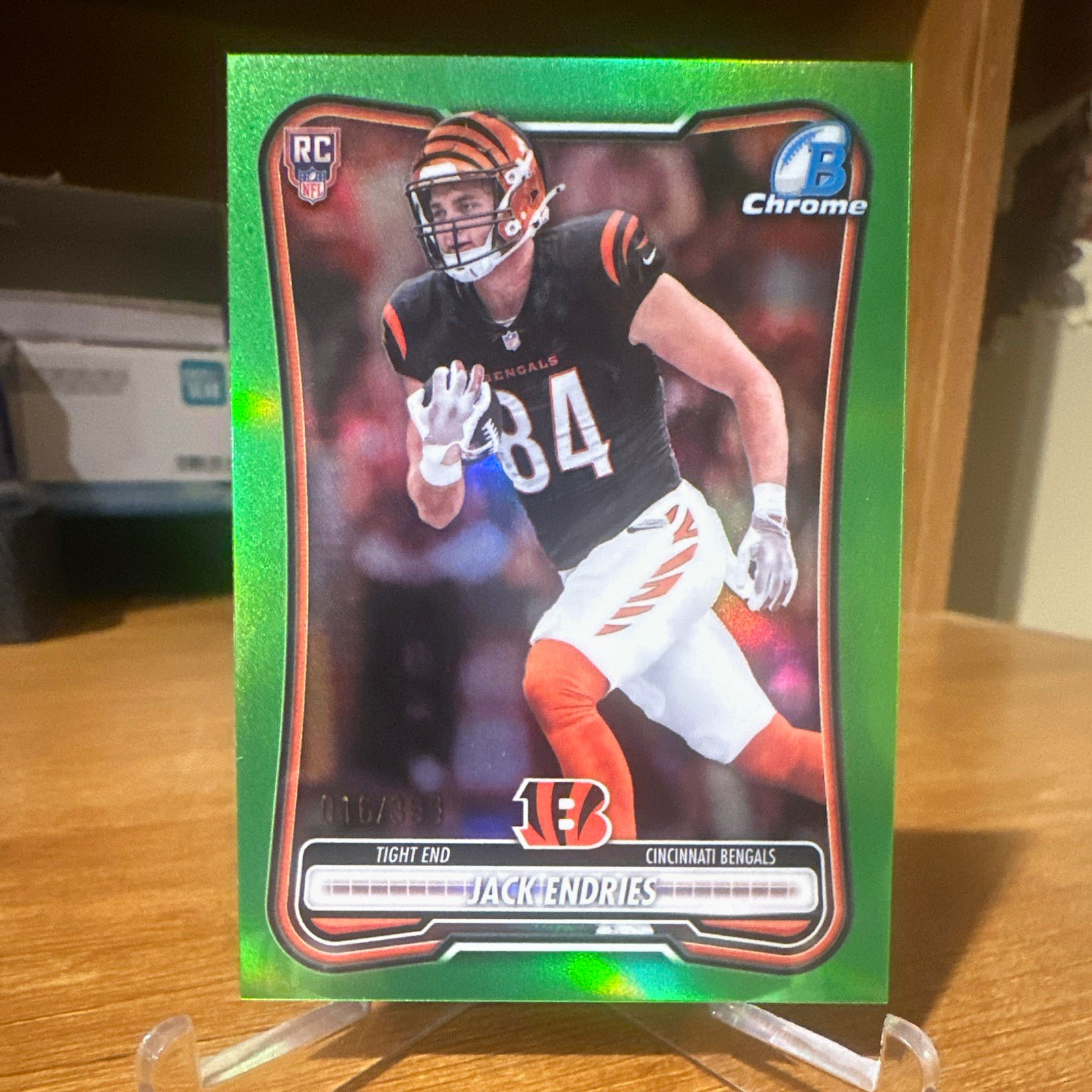 2026 Bowman Chrome Jack Endries RC Cincinnati Bengals Neon Green /399