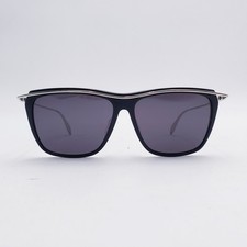 Alexander McQueen AM0143S 003 Black Silver Rectangle Sunglasses