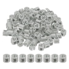 100 Pcs Clothes Hanger Marker Number 39 Tag Fit 3mm Rod Garment Size Tag Gray