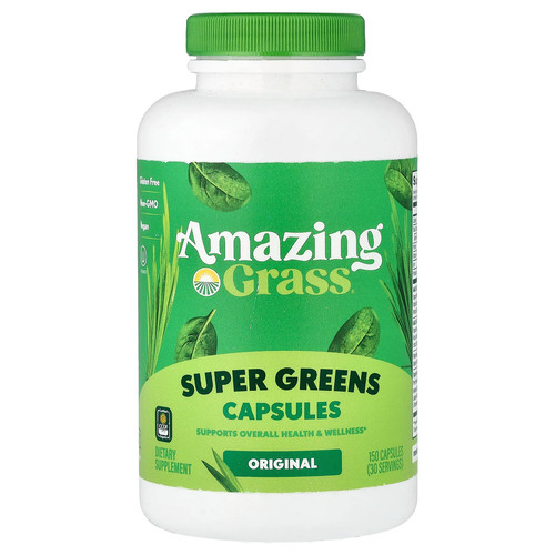 Amazing Grass Green Superfood 650 mg 150 Capsules Gluten-Free, Kosher, Raw,