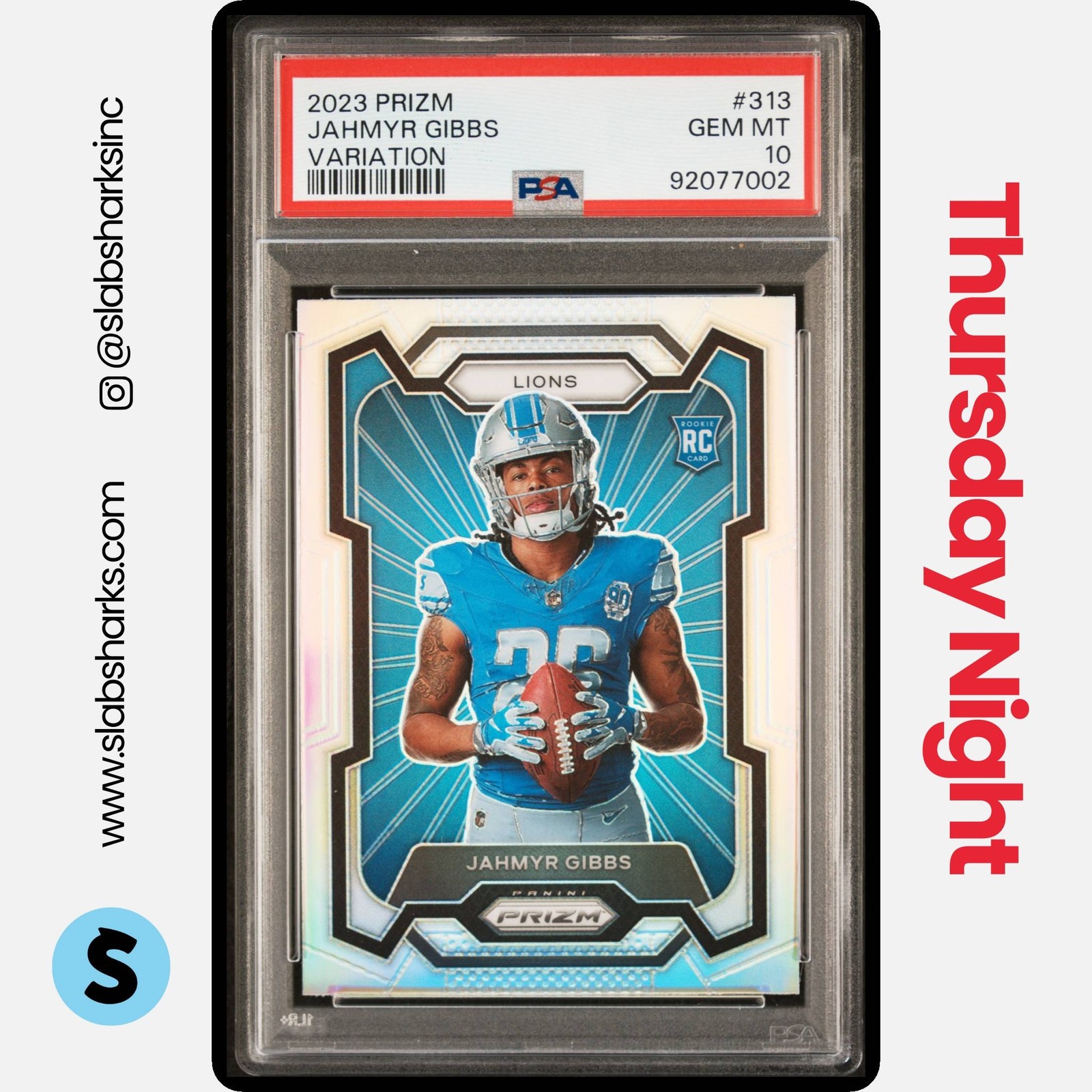 Jahmyr Gibbs Panini Prizm #313 Variation