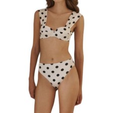 EVARAE Audrey Bikini Top Black Polka Dot UK 8/12/14/16 - Tag/Free Post