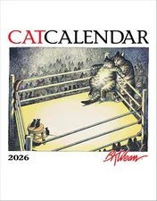 Mini Wall Calendar 2026, B. Kliban: Cat Calendar Art, 12 Months, Grid Design Fea