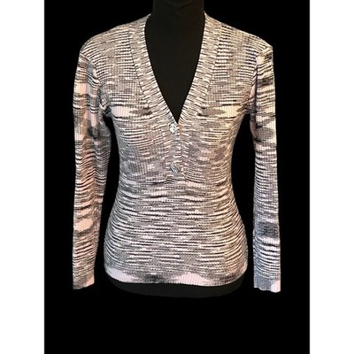LITTLE LIES Women Pink & Black Women's Sweater S Small V Neck With Two Buttons