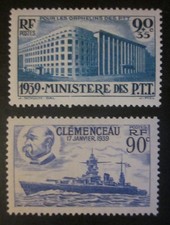 2 timbres France 1939 neufs  YT424* YT425** (Voir photo)