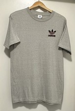Vintage 80s Adidas Mens Size L Large Heather Gray Trefoil Single Stitch T Shirt