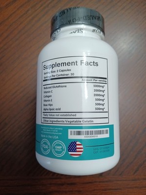 Glutathione Reduced Form 5000 Mg By Moon Laboratory 60 capsules Exp 7/2026  | eBay