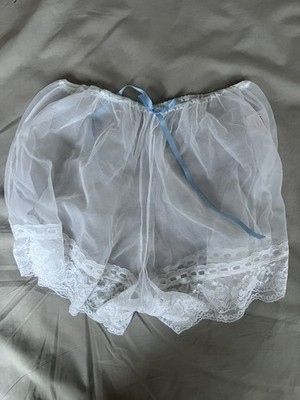 Vintage Nylon Sheer French Knickers White L Rare SilkyGenuine See Thru vintage-nylon-sheer-french-knickers-white-l-rare-silkygenuine-see-thru