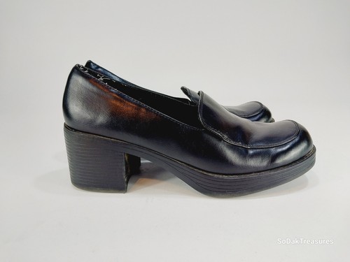 Vintage Lower East Side schwarze klobige Plateauschuhe aus Kunstleder Größe 10 - Bild 6 von 10