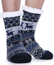 Mens Slipper Fuzzy Socks Fluffy Winter Cabin Cozy Warm Soft Fleece Thick Comf...