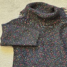 Vintage Medium Carole Little Black Multicolor Flecks Mohair Sweater Cowl Neck