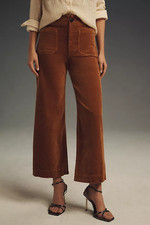 NWT Anthropologie The Colette Cropped Wide-Leg Corduroy Pants by Maeve, 138 NEW