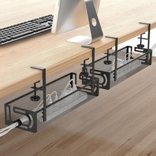 2-Piece Set 50CM Under Desk Cable Management Tray, Includes Non-Drill Desk Cabl