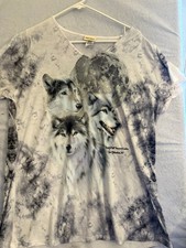 Wolf Graphic Sunshirt T-Shirt XXL Made in USA Vintage Cotton Poly Blend soft