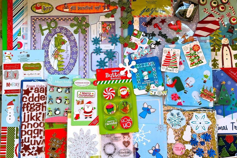 LOTE 320 PIEZAS NAVIDAD INVIERNO VACACIONES ÁLBUM DE RECORTES PAPELES PEGATINAS ADORNOS - Imagen 2 de 4