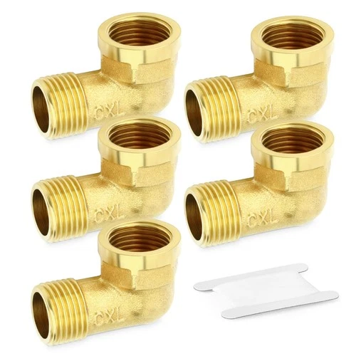 GASHER Brass 90° Barstock Elbow Male 1/2in Pack of 5 – 1/2in 5pc