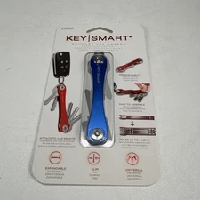 KeySmart Compact Key Holder Blue Aluminum Organizer Holds 8 Keys New
