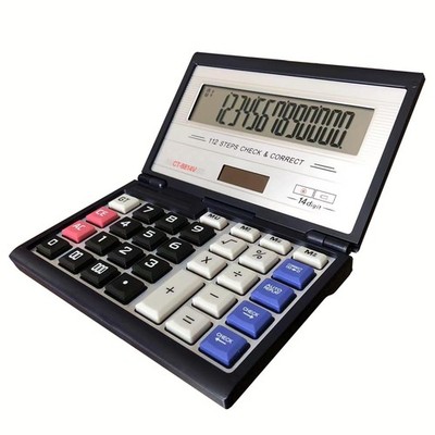 Folding Portable Calculator with 14-Digit Large Screen Display Solar Energy a...