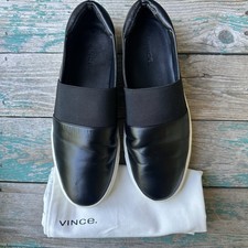 Vince Corbin Black Leather Slip On Platform Sneakers Women's Size US 8M EU 38