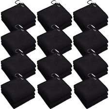 Batiyeer 12 Pcs Golf Towel Bulk for Bags 16'' x 16 x 16 Inches, Black