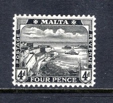 (1172) Malta KGVI 1914-21 (Wmk MCA) 4d. Black (Harbour of Valletta) SG79 LM/Mint