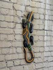 50cm Gecko Carved Wooden Dot Painted Ethnic Tribal Tiki Wall Art No 3 New
