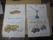 Lot de 4 Planches Joustra Années 60 Recto verso (Fiat Dino,Camion Benne,Grue