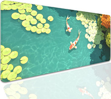 Koi Carp Fish Desk Pad Mouse Pad,Large Gaming Mouse Mat with Stitched Edges,Non-