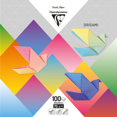 Clairefontaine 5x Origami, Pkg 100 Bl 70g/m2 im Format 20x20cm Mehrfarbig 95011C
