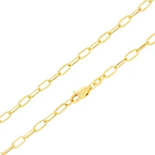 14k Yellow Gold 3mm Paperclip Chain Rolo Dainy Cable Link Necklace Men Women 20"