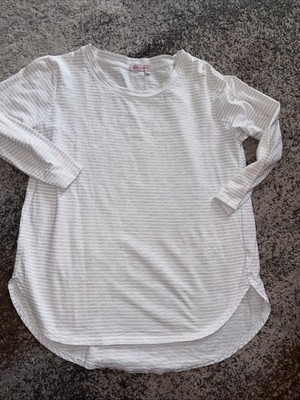 FRESH PRODUCE Medium  Gray White Pinstripe Jersey Catalina 3/4 Top Capsule