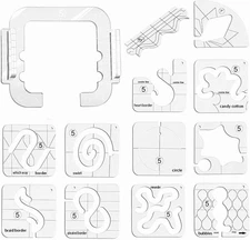 13 Pieces Free Motion Quilting Template with Quilting Frame -5 Series Acrylic...