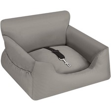 Hundeautositz Milow, gepolstert, mit Sicherheitsleine grau B-Ware