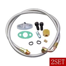 2SET Turbo Oil Return + T3/T4/T04E Feed Line Complete Kit For Honda T3/T4 USA