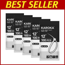 Heavy Duty 12" Black Zip Ties, 120lb Strength - 500 Pack