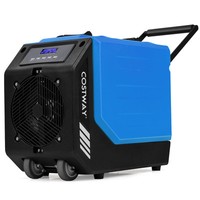 COSTWAY 90L/Day Commercial Dehumidifier w/ Pump & 2 Wheels Up to 500㎡-Blue
