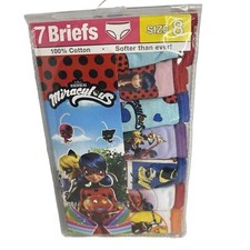 Briefs Underwear Zag Heros Miraculous Multicolor Girls 7 Pack Size 8 NEW
