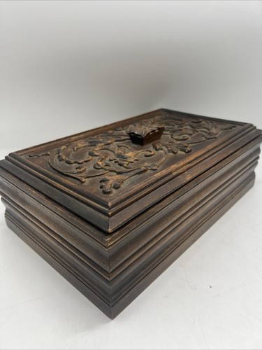 Large Antique Renaissance Revival Carved Letter Box Two Fish Rococo Wood - Picture 6 of 11